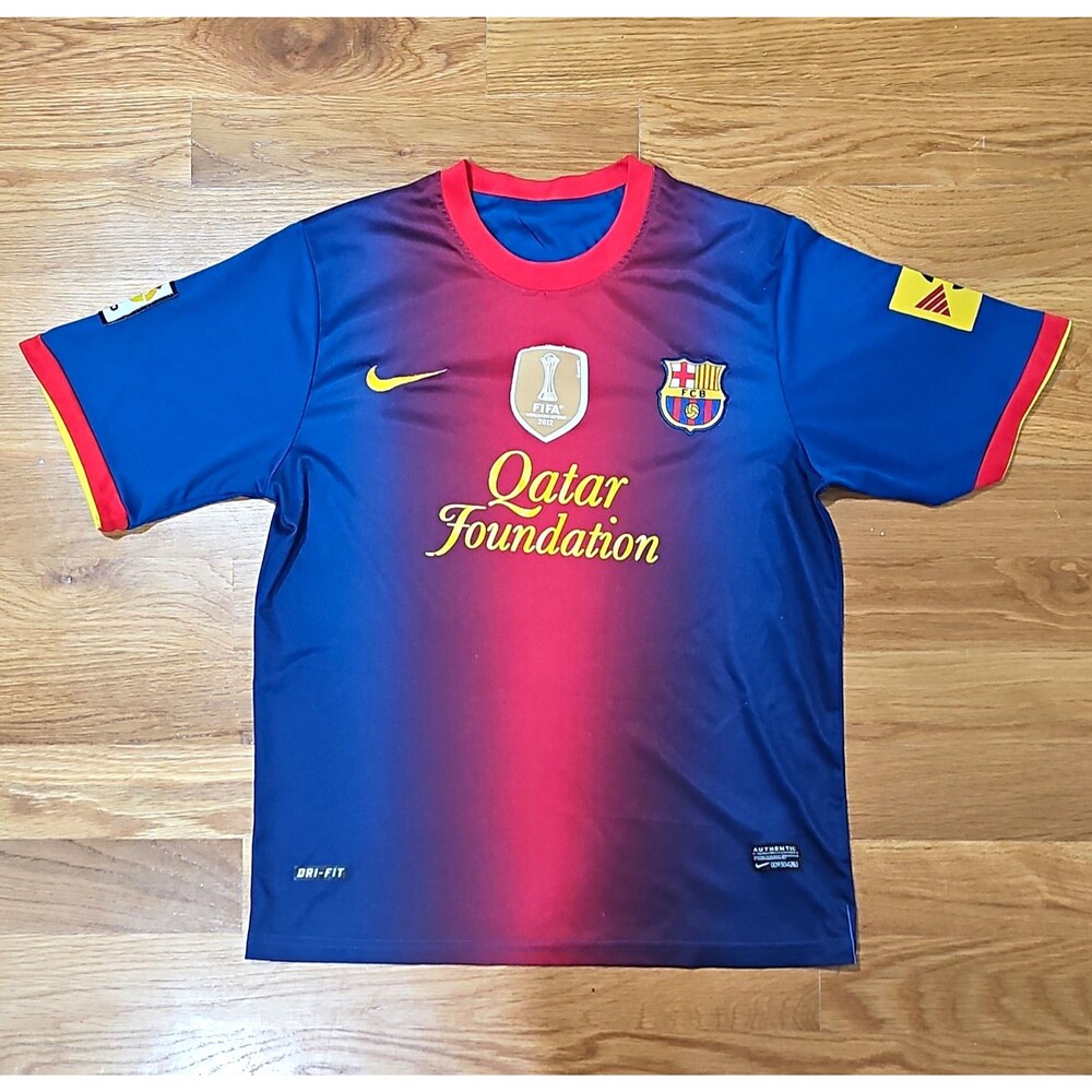 Nike FC Barcelona 2012 Short Sleeve Soccer Jersey Blue/Red Polyester Size S